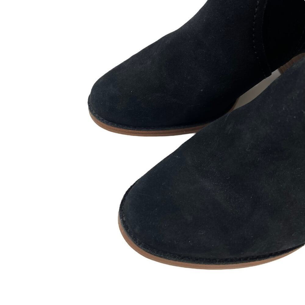 UGG Leahy Black Suede Leather Ankle Boots Stacked Block Heel Booties Size 9 - Picture 13 of 14